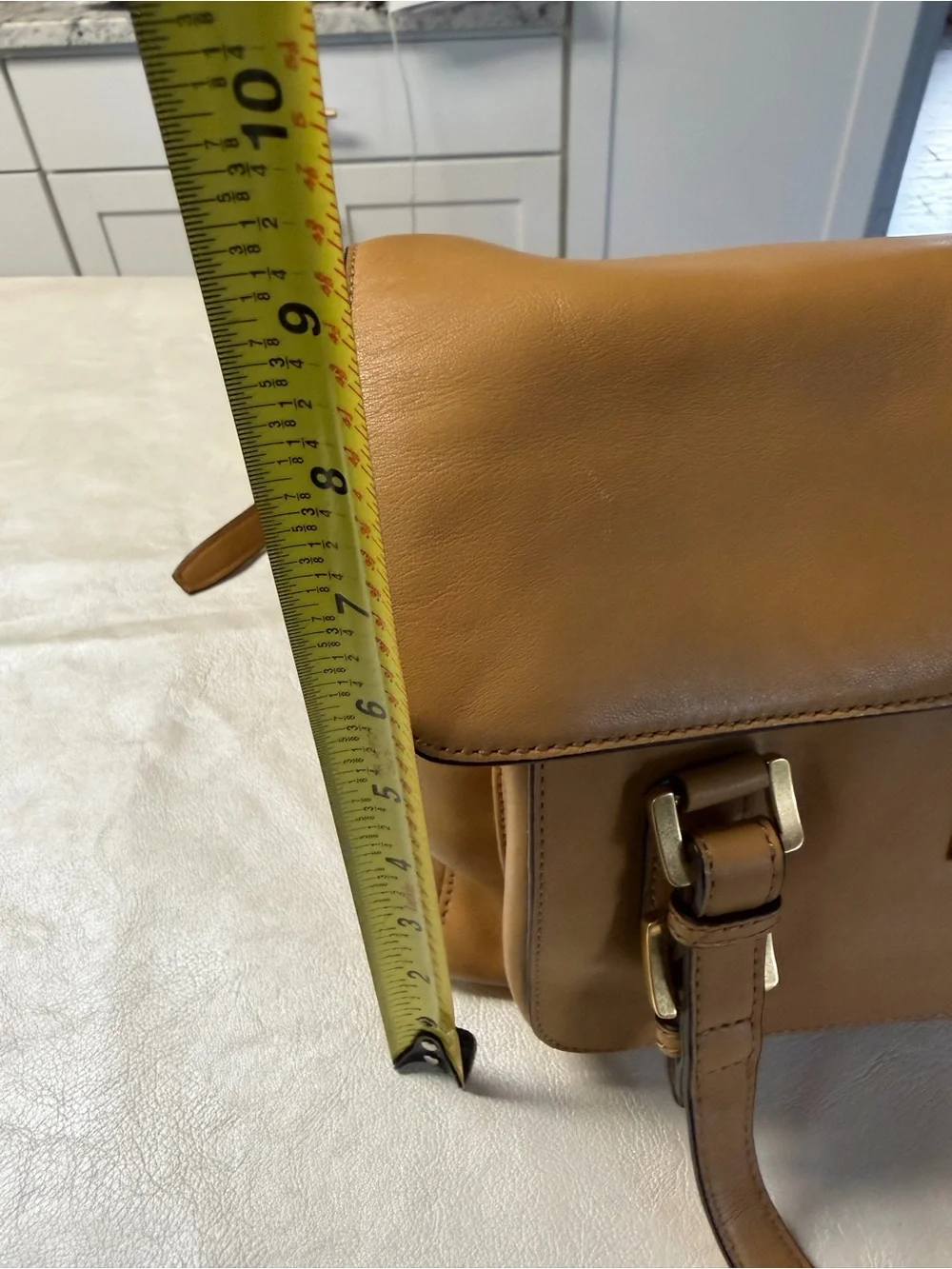 Michael Kors Camel Leather Satchel with Gold Hardware